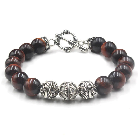 Rotes Tigerauge und Sterling Silber