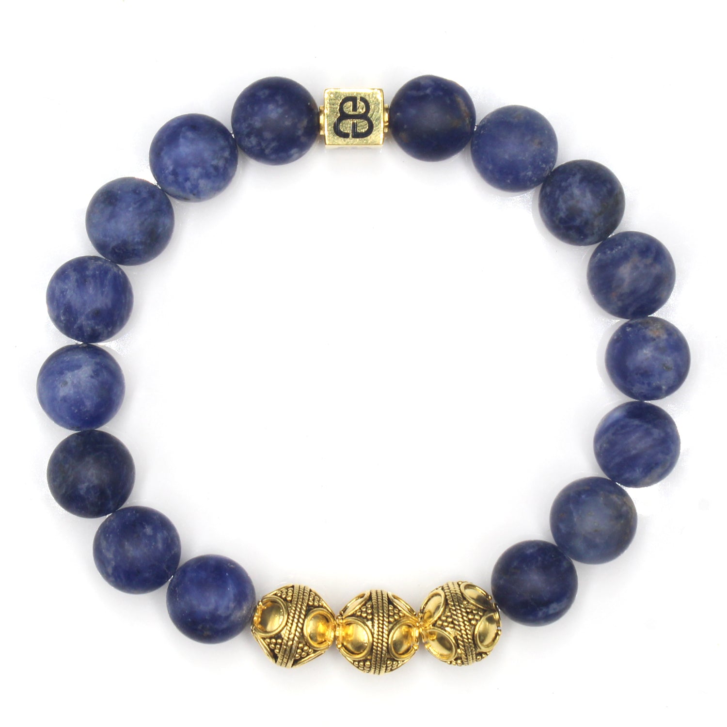 Matte Sodalite and Sterling Silver Bracelet, Men's Sodalite Bracelet, Men's cheapest Designer Bracelet, Men's Luxury Bracelet, Bead Bracelets Men