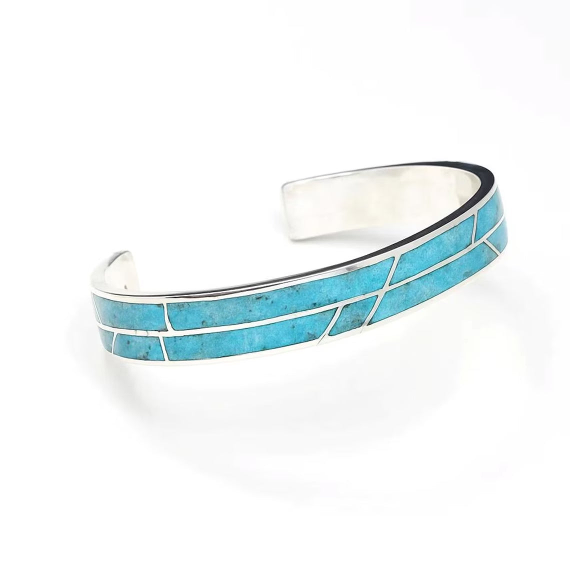 Türkis und Sterling Silber Manschette Armband, Silber Manschette Armband, Türkis Inlay Manschette Armband, Manschette Armband, Türkis Manschette Armband