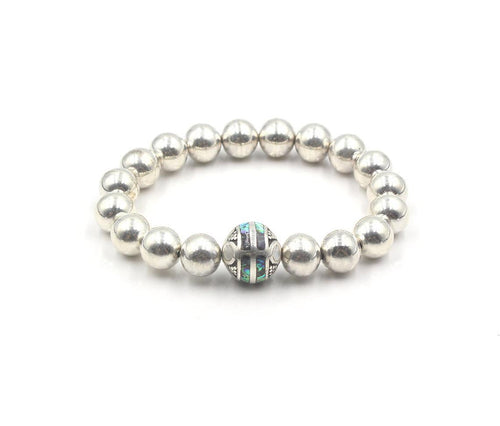Mother Of Pearl and Sterling Silver Beads Bracelet, Ladies Bracelet, Abalone shell bracelet, Silver Beads Bracelet, Bead Bracelet Woman