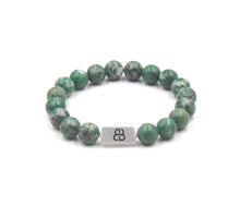 Load image into Gallery viewer, Qinghai Jade Bracelet, Men&#39;s Jade Bracelet, Natural Green Jade and Sterling Silver Bracelet
