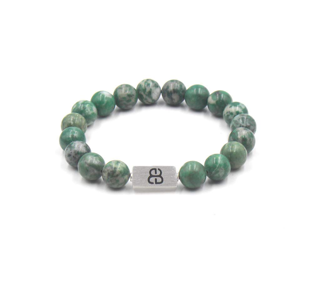Qinghai Jade Bracelet, Men's Jade Bracelet, Natural Green Jade and Sterling Silver Bracelet