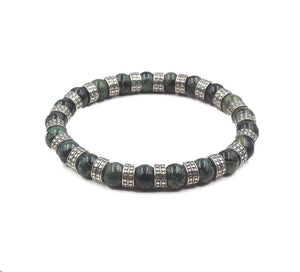 Nephrite Jade and Sterling Silver Bracelet, Jade Bracelet Men, Men's Silver Bracelet