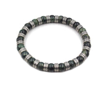 Load image into Gallery viewer, Nephrite Jade and Sterling Silver Bracelet, Jade Bracelet Men, Men&#39;s Silver Bracelet