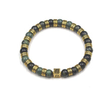 Load image into Gallery viewer, Men&#39;s Jade and 22 Karat Gold Bracelet, Men&#39;s Jade and Gold Bracelet, Men&#39;s Gold Beads Bracelet