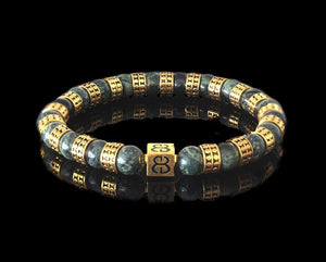 Men's Jade and 22 Karat Gold Bracelet, Men's Jade and Gold Bracelet, Men's Gold Beads Bracelet