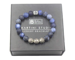 Matte Sodalite and Sterling Silver Bracelet, Men's Luxury Bracelet, Men's Designer Bracelet