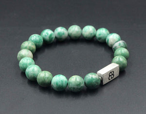 Qinghai Jade Bracelet, Men's Jade Bracelet, Natural Green Jade and Sterling Silver Bracelet