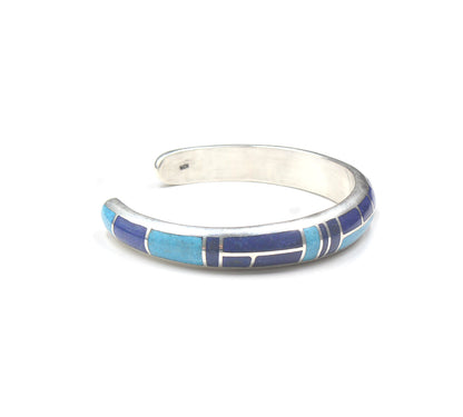 Turquoise and Lapis Lazuli Silver Cuff Bracelet, Silver Cuff Bracelet, Turquoise Cuff Bracelet, Sterling Silver Cuff Bracelet, Stone Cuff