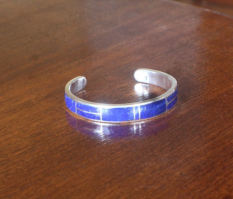 Sold Navajo Lapis Hand-Stamped Sterling Silver Bracelet - Native American |  Native American Jewelry