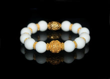 Load image into Gallery viewer, Woman&#39;s Bracelet, Alabaster and Gold Vermeil Bali Beads Bracelet, Bead Bracelet Woman, Beaded Bracelet, Ladies Bracelet, Vermeil Bracelet