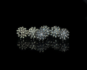 Six x 8mm Sterling Silver "Spike" Beads