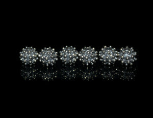 Six x 8mm Sterling Silver "Spike" Beads