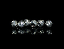 Load image into Gallery viewer, Six x 8mm Sterling Silver Barrel Beads