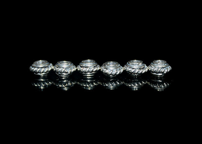 Six x 8mm Sterling Silver Discus Beads