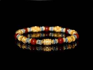 Gold Vermeil, Sterling Silver, and Red Carnelian Bracelet, Woman's Bracelet, Bead Bracele Woman, Bracelet for Women, Women's Bracelets