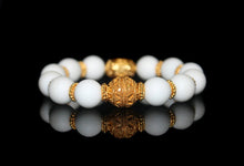 Load image into Gallery viewer, Woman&#39;s Bracelet, Alabaster and Gold Vermeil Bali Beads Bracelet, Bead Bracelet Woman, Beaded Bracelet, Ladies Bracelet, Vermeil Bracelet
