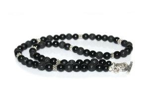 Black Onyx, Lava Stone and Sterling Silver