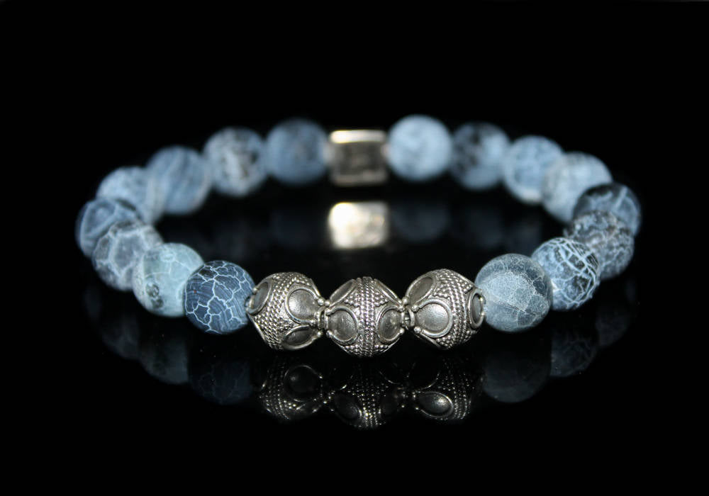 Blue Crackled Agate and Silver