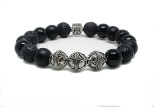 Mixed Black Stone and Sterling Silver