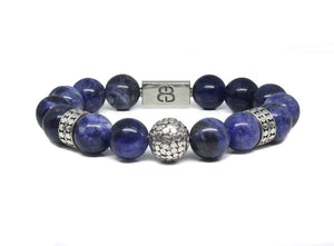 Sodalite and Sterling Silver Beads Bracelet, Sodalite Bracelet, Men's Bracelet, Bead Bracelet Men, Men's Silver Bracelet, Bracelet Men
