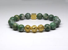 Load image into Gallery viewer, Men&#39;s Jade Bracelet, Qinghai Green Jade and 22K Gold Beads Bracelet, Bracelet for Man, Man&#39;s Bracelet, Bead Bracelet Man, Beaded Bracelet