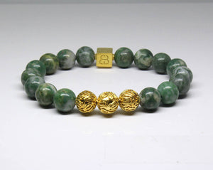 Men's Jade Bracelet, Qinghai Green Jade and 22K Gold Beads Bracelet, Bracelet for Man, Man's Bracelet, Bead Bracelet Man, Beaded Bracelet