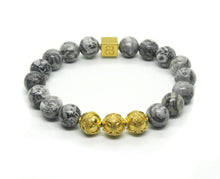 Load image into Gallery viewer, Gray Jasper Gold Vermeil
