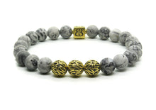 Load image into Gallery viewer, Matte Grey Jasper and Gold