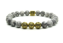 Load image into Gallery viewer, Matte Grey Jasper and Gold