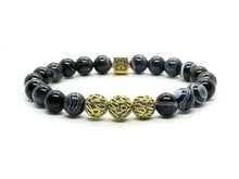 Load image into Gallery viewer, Black Striped Onyx and Gold Vermeil