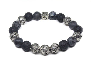 Lava Stone, Matte Larvikite and Silver