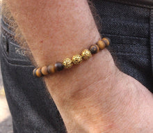 Load image into Gallery viewer, Matte Tiger&#39;s Eye and Gold Vermeil