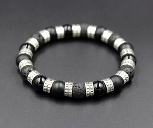 Onyx, Lava, and Sterling Silver