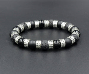 Onyx, Lava, and Sterling Silver