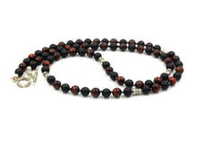 Load image into Gallery viewer, Red Tiger&#39;s Eye, Matte Black Onyx, and Sterling Silver