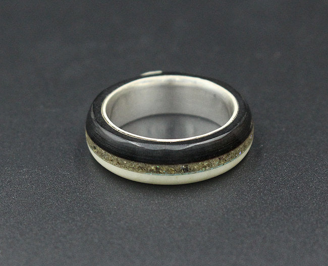 Sterling Silver Triple Inlay Ring