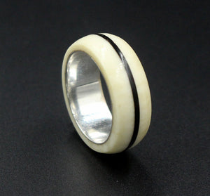 Sterling Silver and Cow Bone Ring
