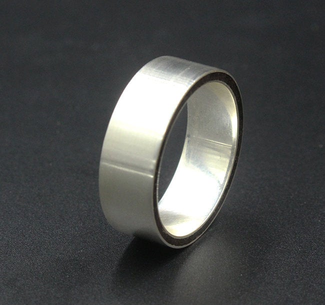 Brushed Sterling Silver and Ebony Wood