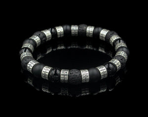 Onyx, Lava, and Sterling Silver