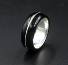 Load image into Gallery viewer, Sterling Silver and Black Bufalo Horn
