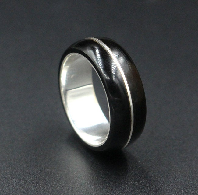 Sterling Silver and Black Bufalo Horn