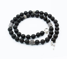 Load image into Gallery viewer, Lava Stone and Sterling Silver Bali Beads