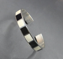 Load image into Gallery viewer, Black and White Buffalo Horn and Sterling Silver