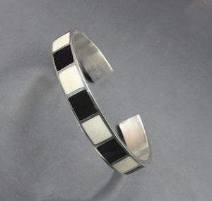 Black and White Buffalo Horn and Sterling Silver