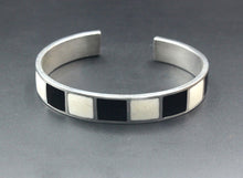 Load image into Gallery viewer, Black and White Buffalo Horn and Sterling Silver