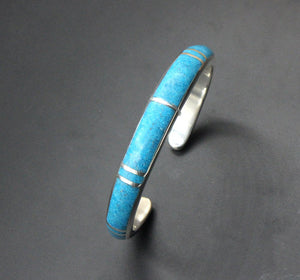 Turquoise and Sterling Silver Cuff Bracelet, Unisex Turquoise Bracelet, Sterling Silver Cuff Bracelet, Cuff Bracelet Men