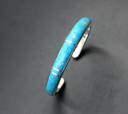 Turquoise and Sterling Silver Cuff Bracelet, Unisex Turquoise Bracelet, Sterling Silver Cuff Bracelet, Cuff Bracelet Men