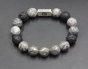 Mixed Grey Stone and Silver