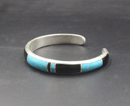 Turquoise and Black Onyx Cuff Bracelet, Turquoise Bracelet, Sterling Silver Cuff Bracelet, Cuff Bracelet Men, Black Onyx Cuff Bracelet